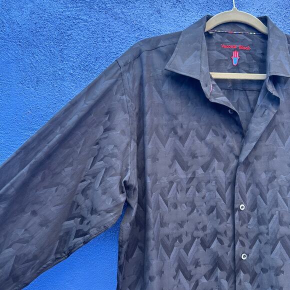 visconti black black embossed button down - Picture 3 of 7
